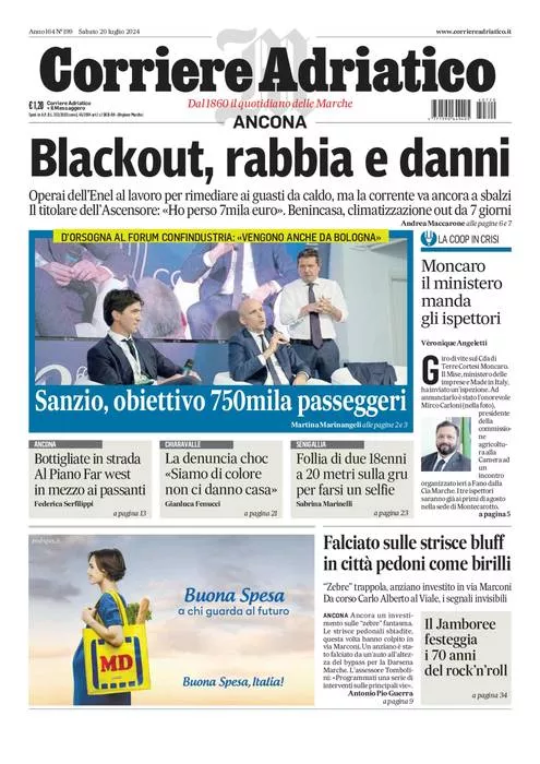 Prima-pagina-corriere adriatico-edizione-di-oggi-20-07-2024